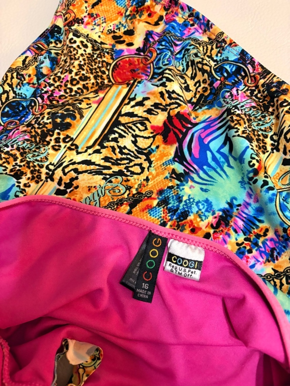 Coogi Girls' Pink Trim Multicolor One-Piece Swimsuit Size 16 - Picture 5 of 6